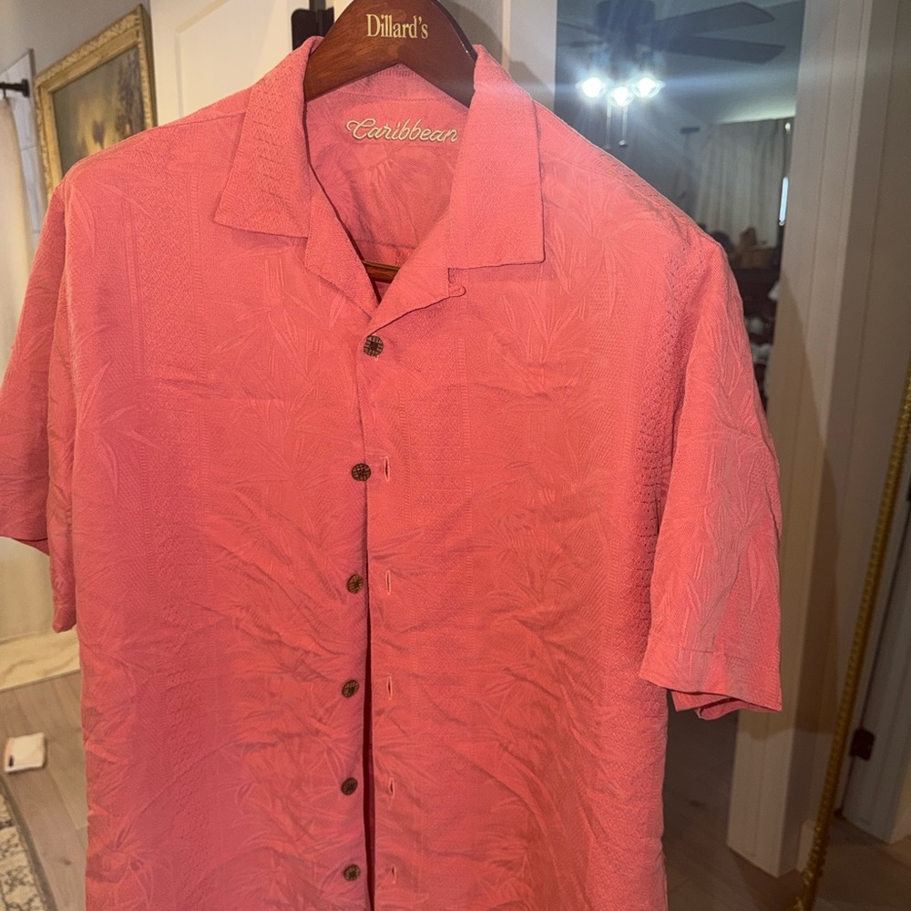 Caribbean Coral Pink Short-Sleeve Button-Down Shirt
